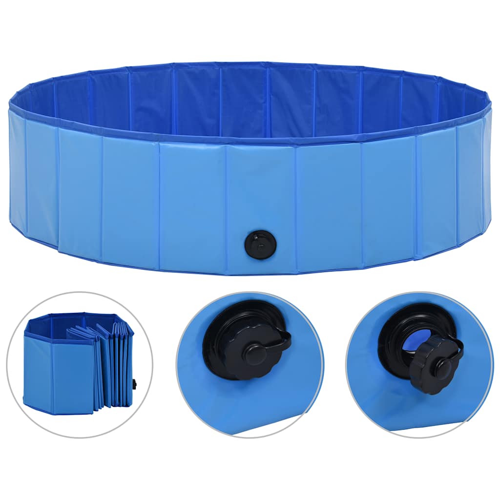 Piscina Para Perros Plegable Pvc Azul 120x30 Cm_0