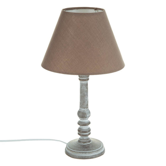 Well Home - Lámpara De Mesa De Madera Color Taupé Ø20x36cm_0