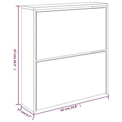 Vidaxl Mueble Zapatero Con Espejo 2 Niveles Roble Ahumado 63x17x67 Cm_2