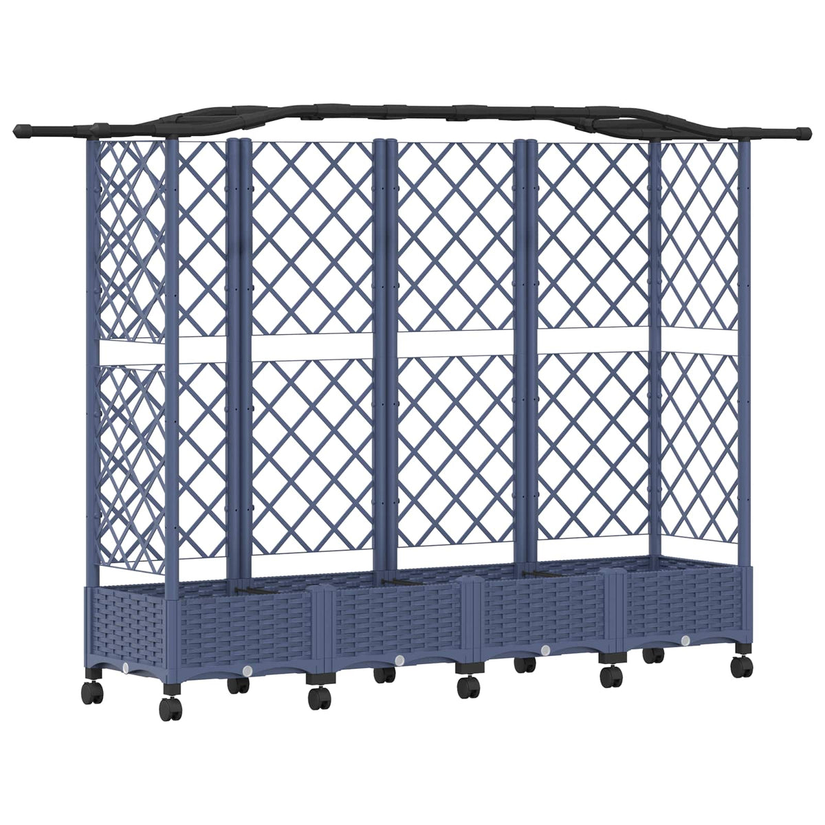 Cama Elevada Con Trellis Y Techo Gris 203,5 X 40 X 129 Cm Pp_0