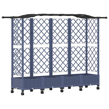 Cama Elevada Con Trellis Y Techo Gris 203,5 X 40 X 129 Cm Pp_0