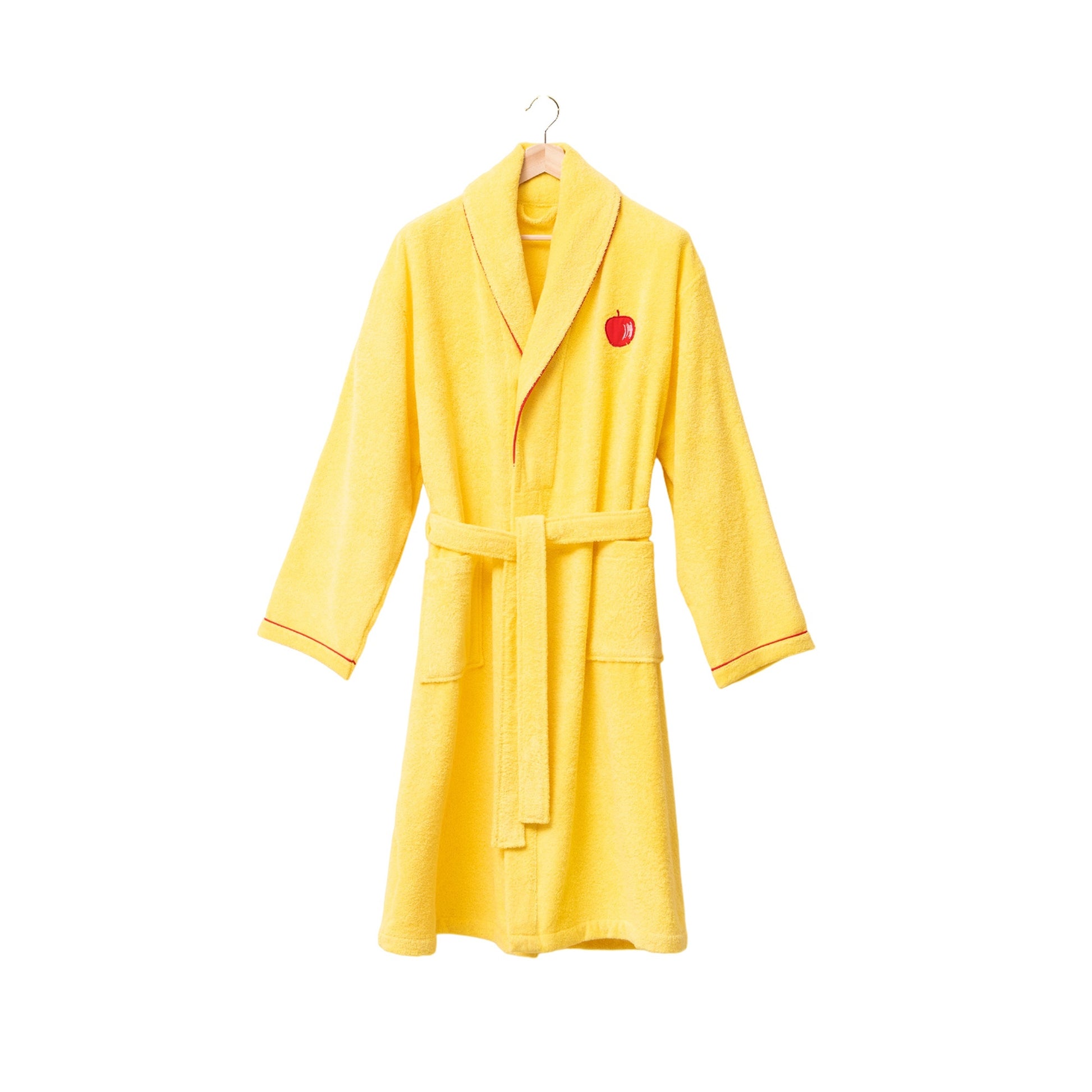 Albornoz M/l 380gsm 100%algodon Amarillo Con Manzana Roja Benetton Fruits Be_1