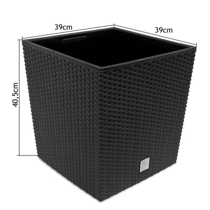 Juego De Macetas Rato: 26,6 Litros, 64 Litros, Y Jardinera Rectangular 17 Litros Color Antracita