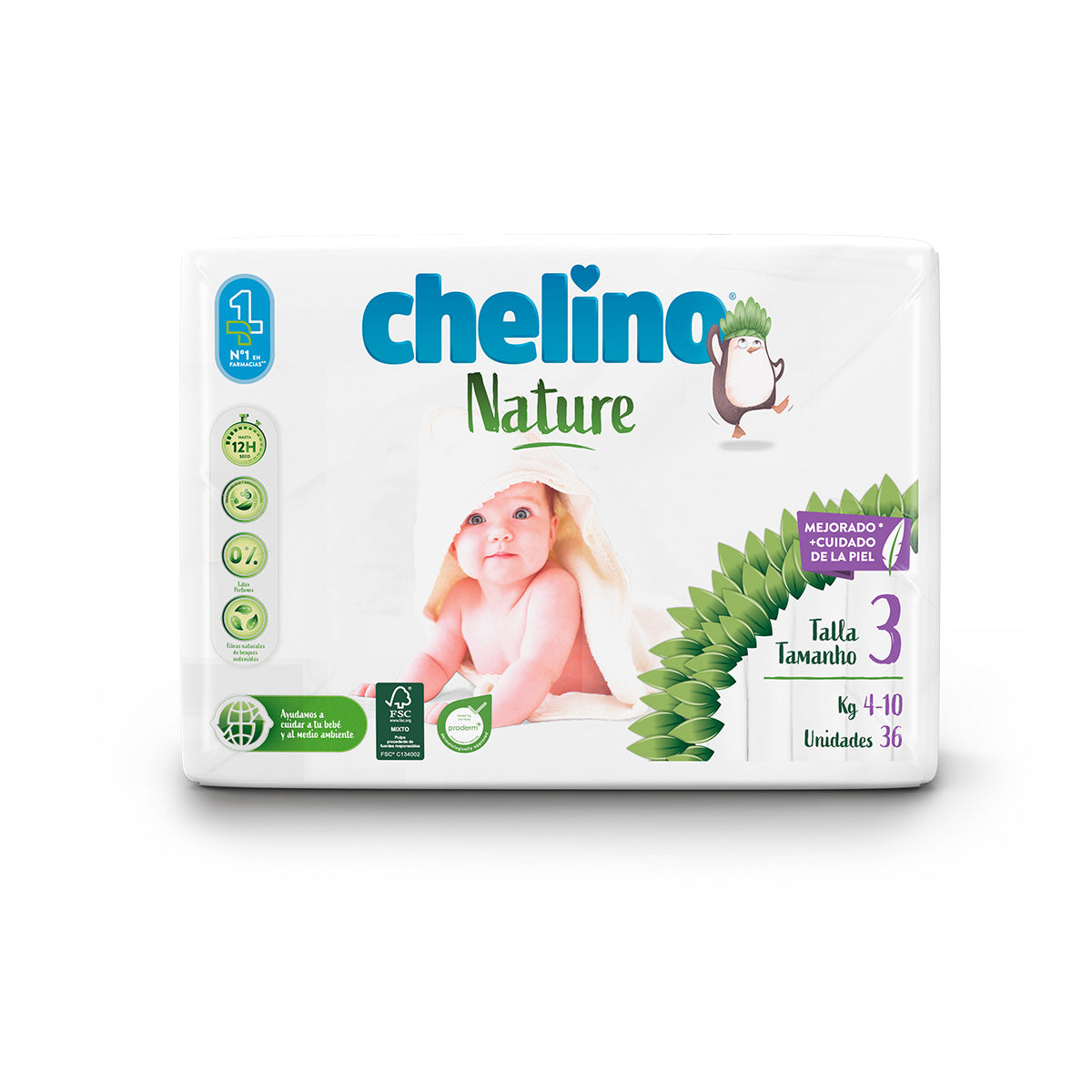 Pack poupança Fraldas T3 4-10 kg Chelino Nature 144 unid.