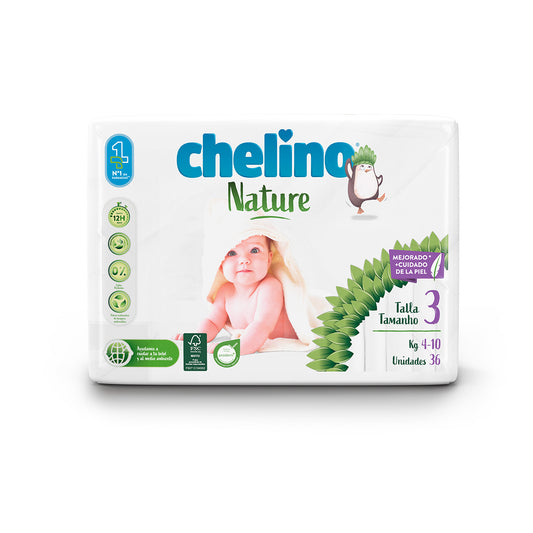 Fraldas T3 4-10 kg Chelino Nature 36 unidades