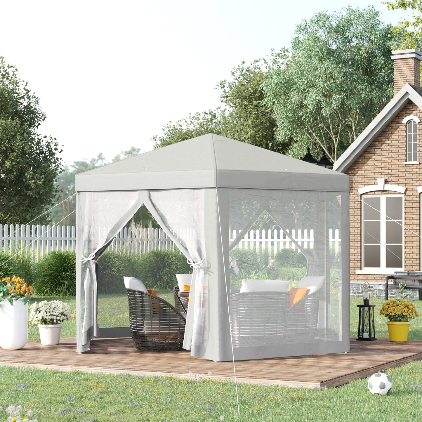 Outsunny Carpa Jardín Cenador Hexágonal Pabellón Gazebo Con Mosquitera 3 Color_1