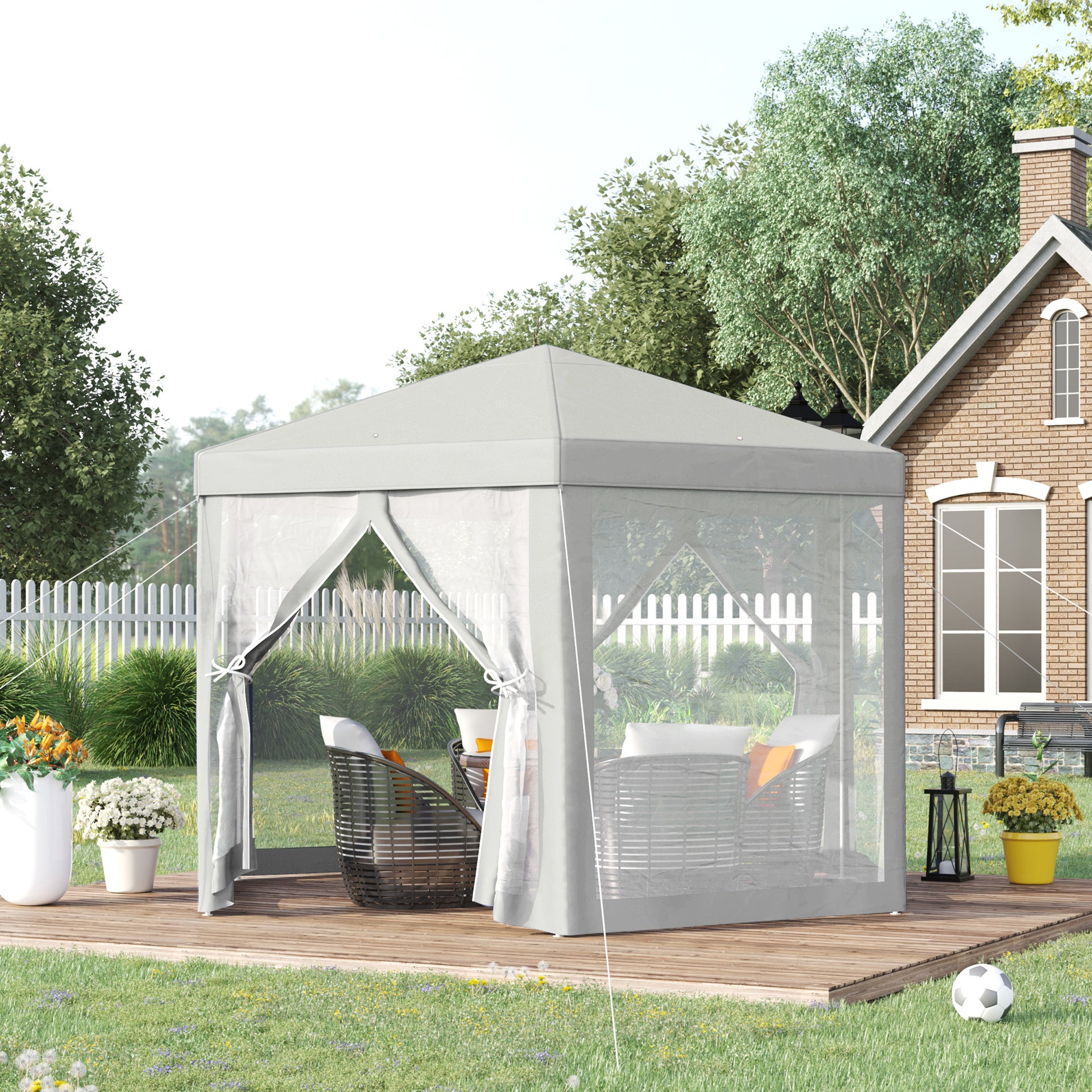 Outsunny Carpa Jardín Cenador Hexágonal Pabellón Gazebo Con Mosquitera 3 Color_1