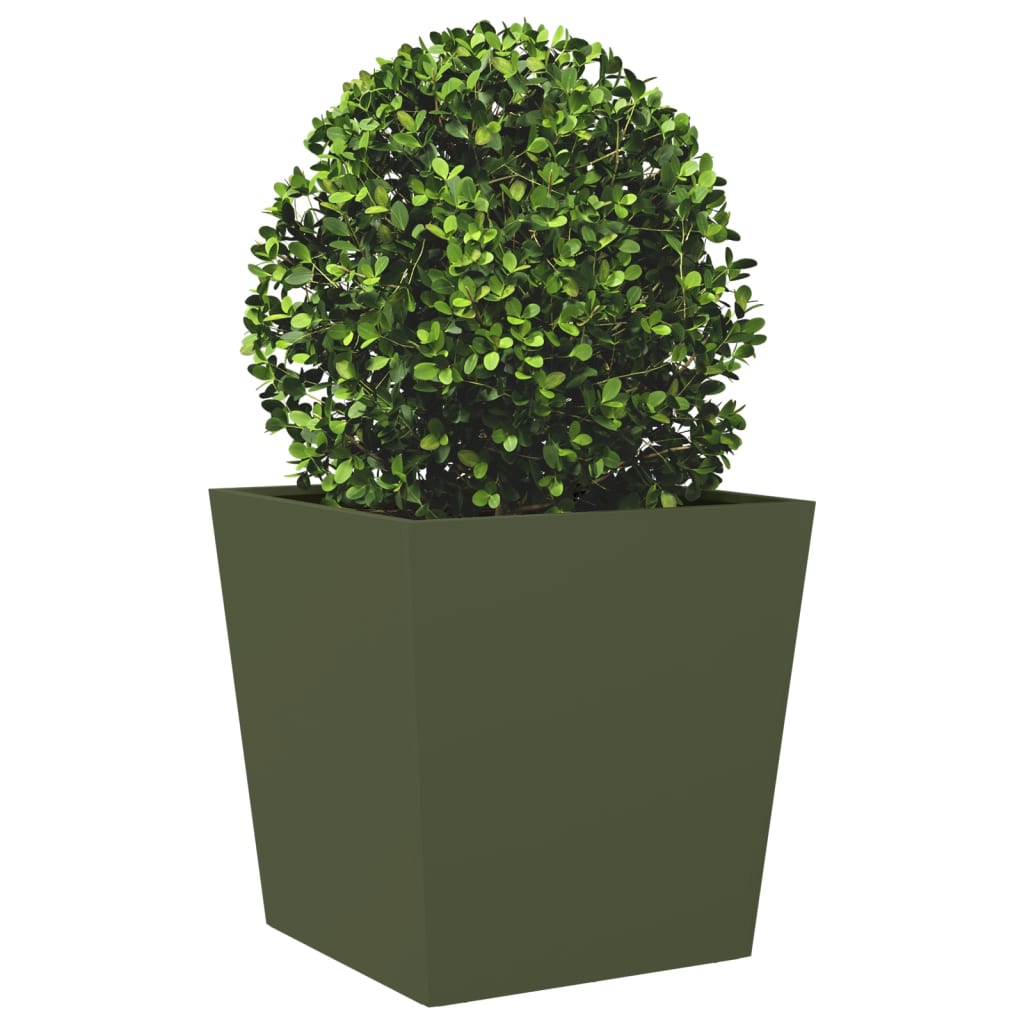 Jardinera De Acero Verde Oliva 50x50x50 Cm_2