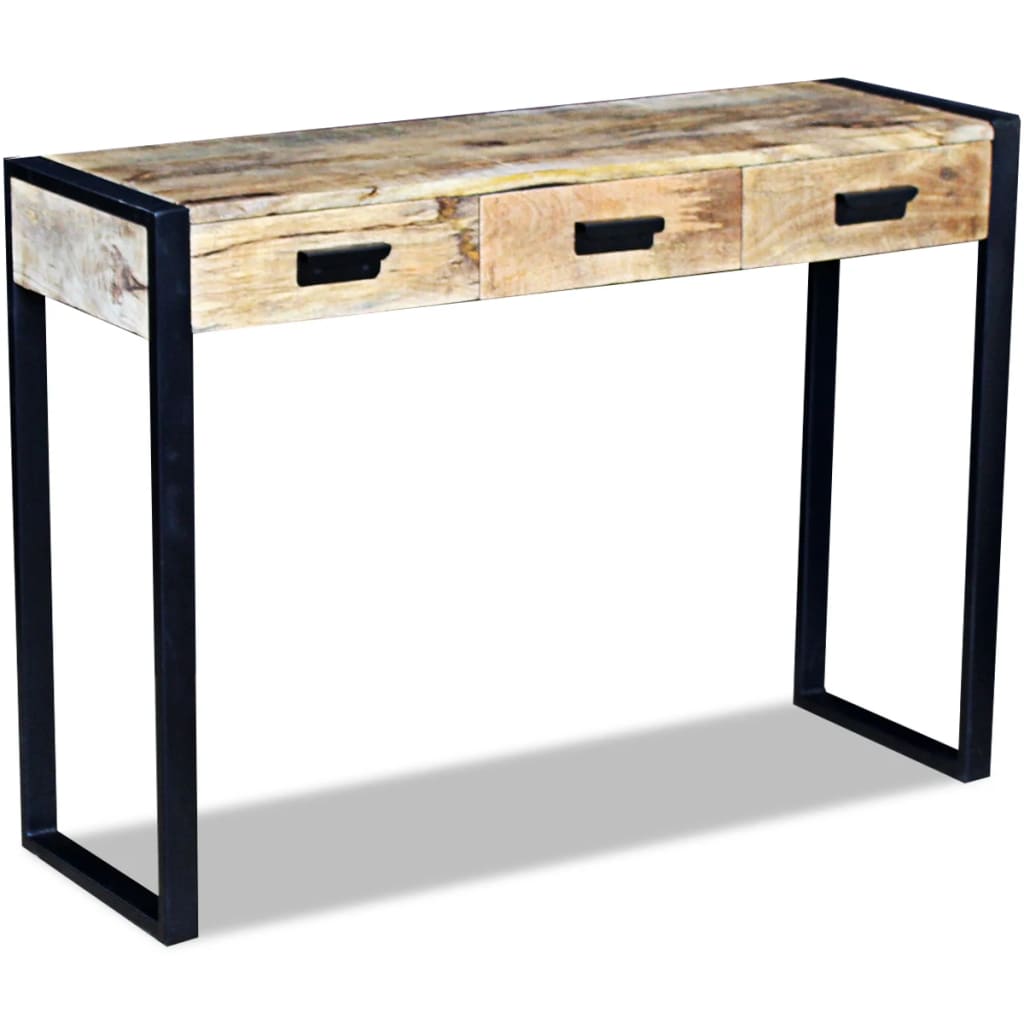 Mesa Consola Con 3 Cajones Madera Maciza De Mango 110x35x78 Cm_1