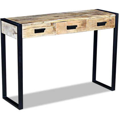 Mesa Consola Con 3 Cajones Madera Maciza De Mango 110x35x78 Cm_1