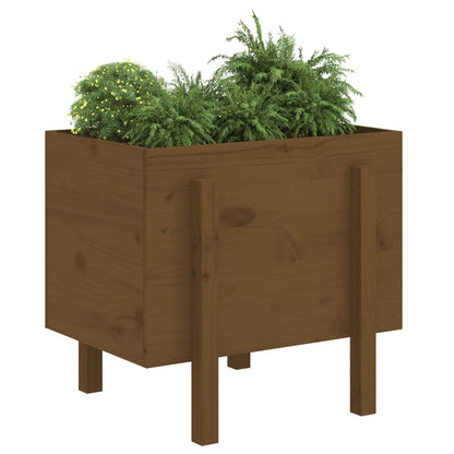 Jardinera De Madera Maciza De Pino Marrón Miel 62x50x57 Cm_2