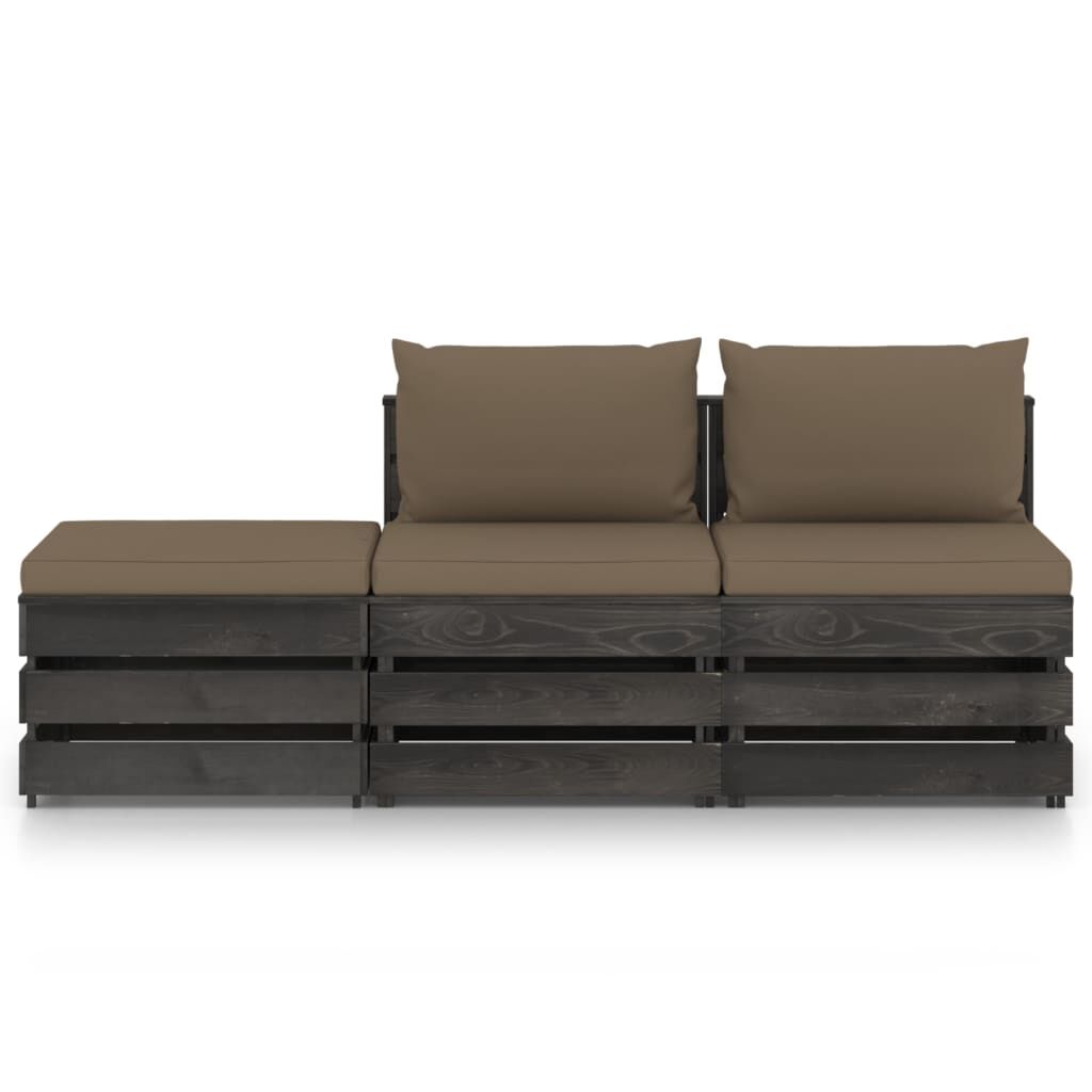Vidaxl Muebles De Jardín 3 Piezas Con Cojines Madera Impregnada Gris_1