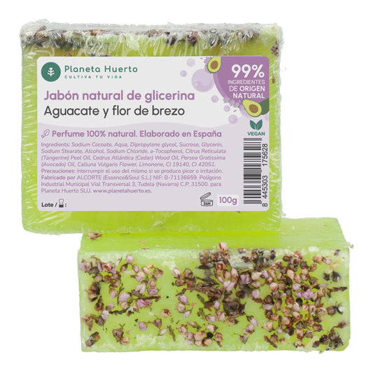 Sabonete natural de glicerina com abacate e flor de urze 100 g