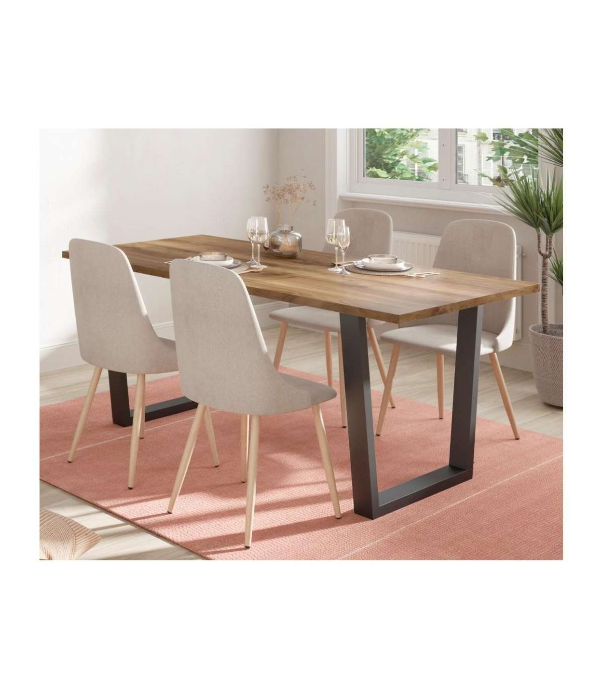 Mesa Comedor Rectangular Fauna Acabado Nogal, 75cm(alto) 180cm(ancho) 90cm(largo)_1