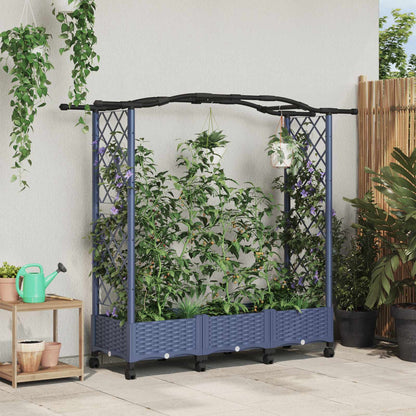 Cama Elevada Con Trellis Y Techo Gris 169 X 40 X 129 Cm Pp_1