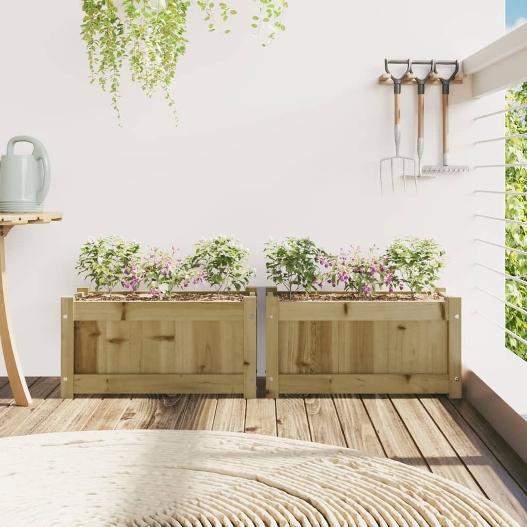Jardineras De Exterior 2 Unidades Madera Impregnada De Pino_2
