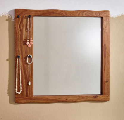 Espejo Pasillo Madera Maciza De Sheesham 80x80x3 Cm_4