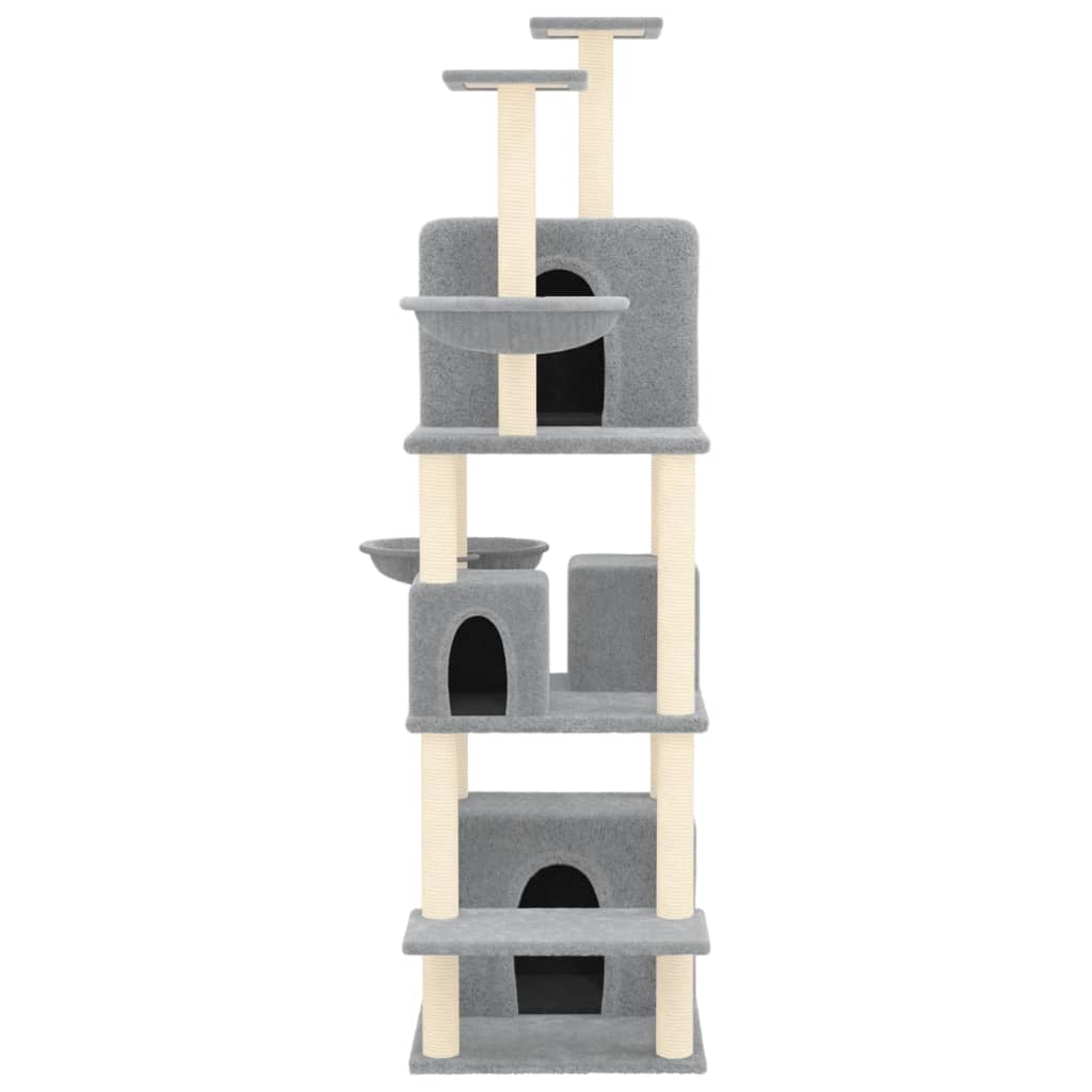 Rascador Para Gatos Con Postes De Sisal Gris Claro 180 Cm_2