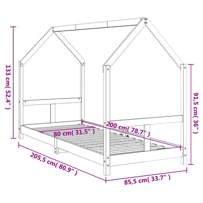 Vidaxl Estructura De Cama Para Niños Madera De Pino Blanco 80x200 Cm_2