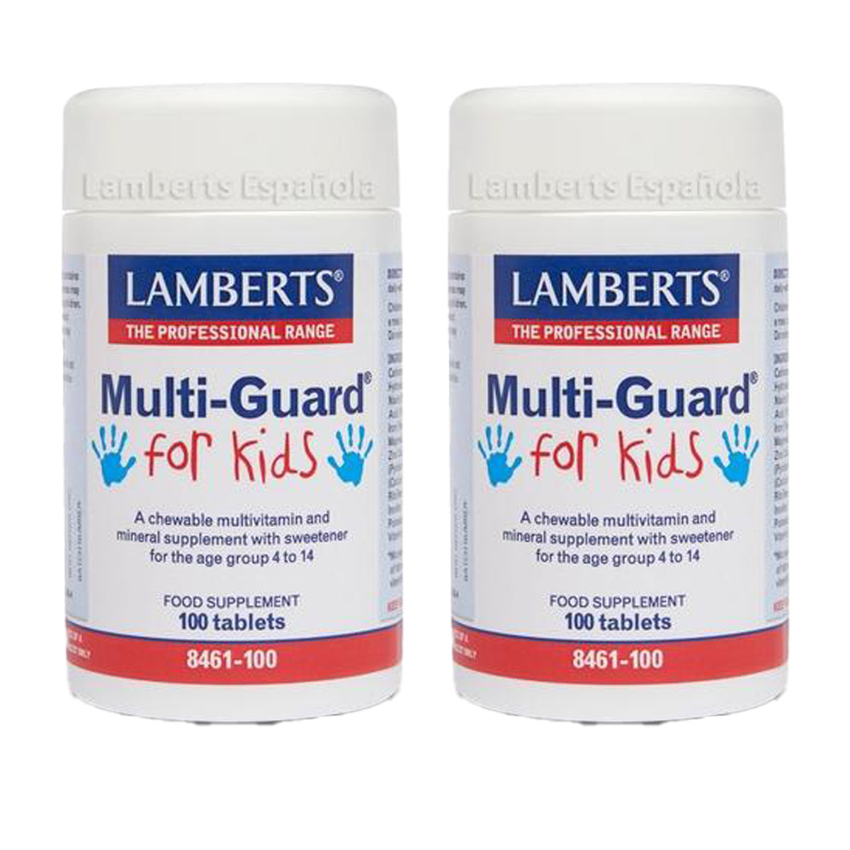 Pack de 2 Multi-Guard para Crianças. Vitaminas e Minerais, Lamberts, 100 comprimidos para mastigar.