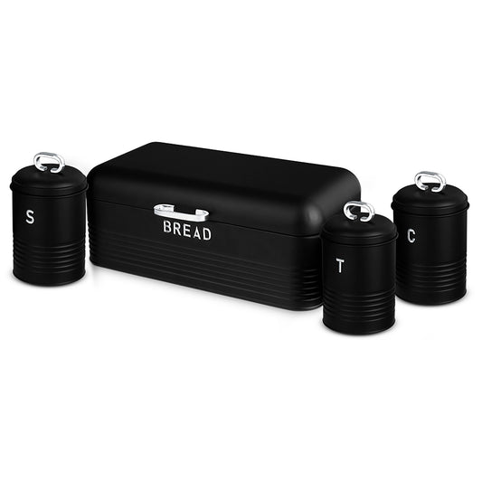 Panera De Mesa +juego 3 Botes Cocina Almacenaje Acero Inoxidable Contenedor De Pan  Con Tapa Berlinger Haus Black Silver, Acero Inoxidable / Negro_0