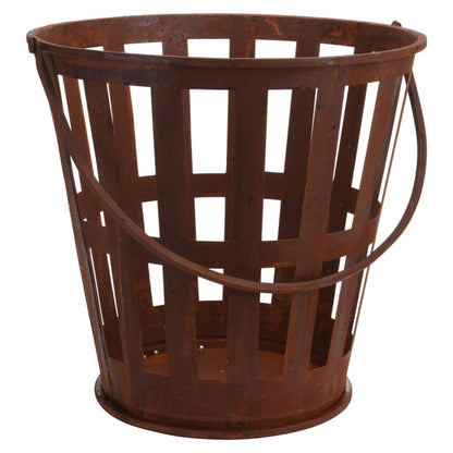 Progarden Cubo Para Leña Con Asa De Metal Color Óxido_0