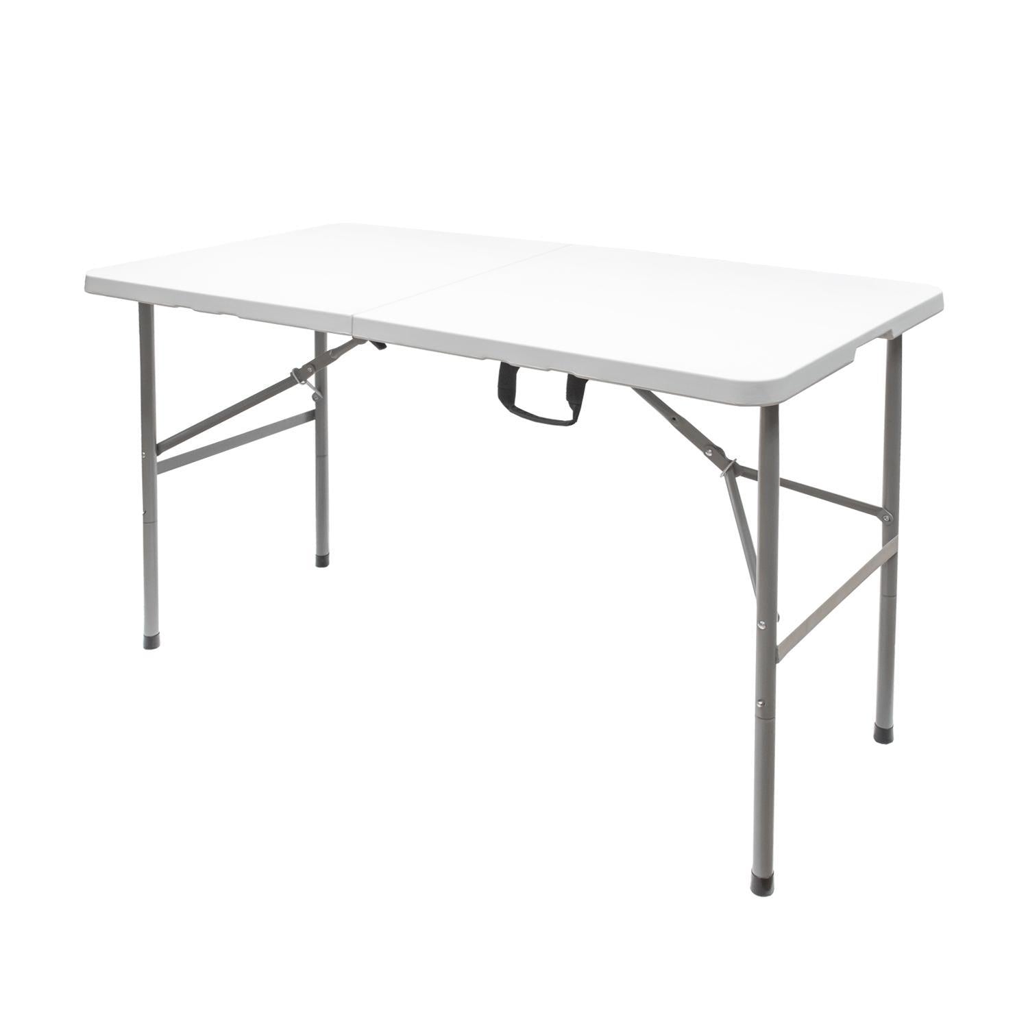 Mesa Plegable Rectangular Hdpe Multifuncional, Portatil, Resistente,multiusos 122x61x74 Cm. Color Blanco_0