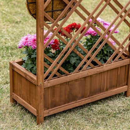 Jardinera Con Enrejado Outsunny Madera De Abeto Madera Natural 60x30x122,5 Cm_3