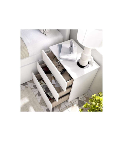 Mesita De Noche Rus Con 3 Cajones En Blanco, 58 Cm(alto)52 Cm(ancho)34 Cm(fondo)_4