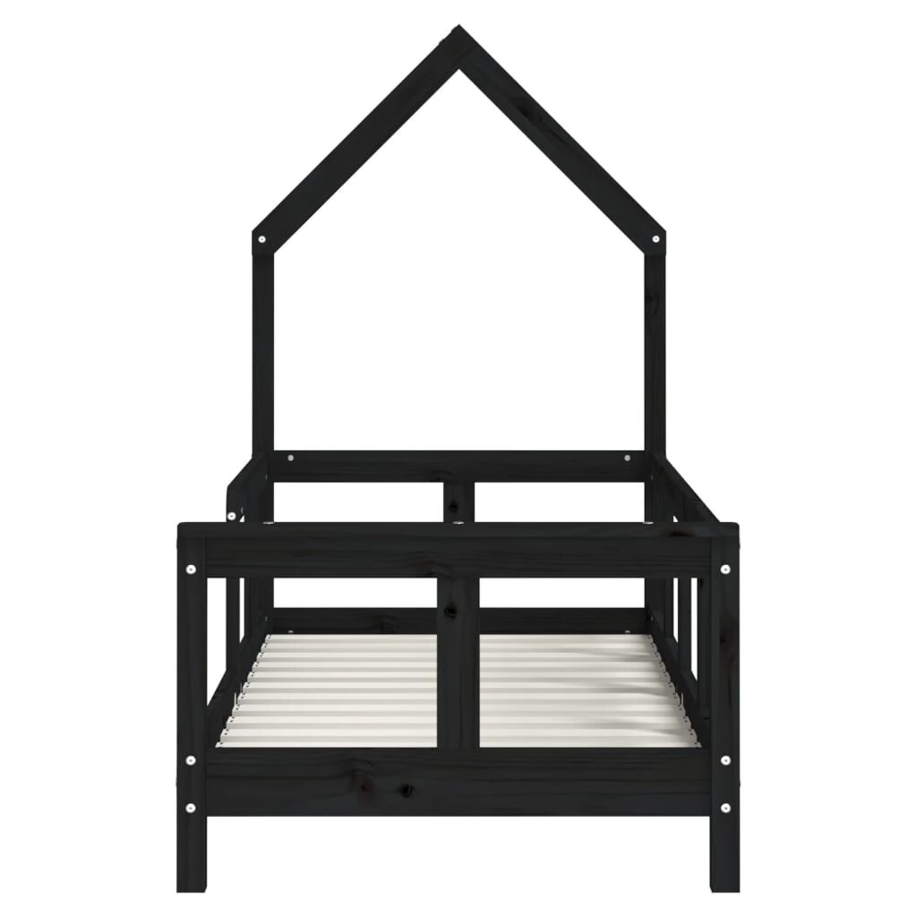 Vidaxl Estructura De Cama Para Niños Madera De Pino Negro 70x140 Cm_3