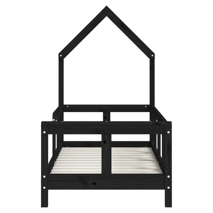 Vidaxl Estructura De Cama Para Niños Madera De Pino Negro 70x140 Cm_3