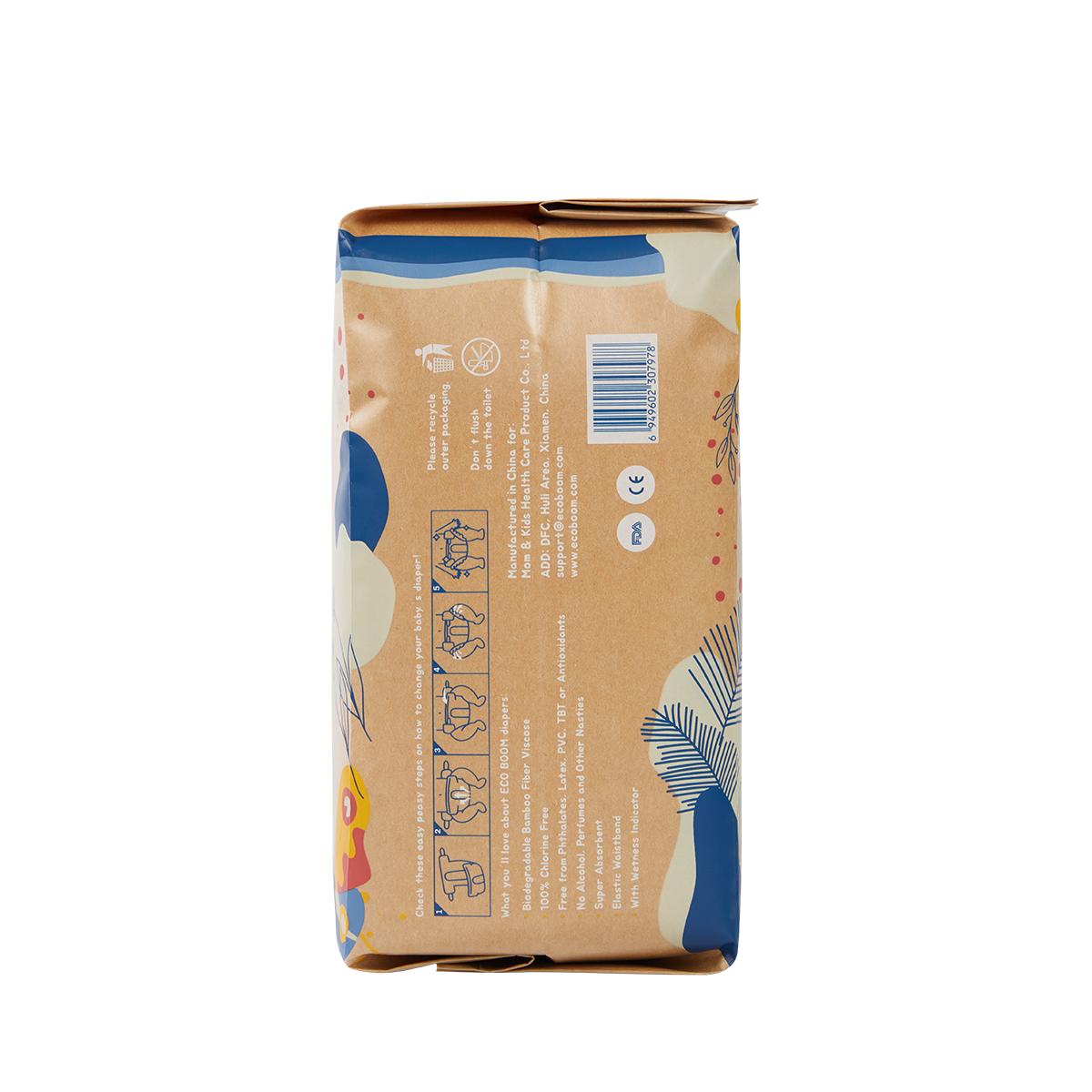 ECOBOOM - Fralda de Bambu Eco Boom. 70% biodegradável, hipoalergénica (tamanho 3/M, 6-10 kg, embalagem de 4 fraldas, total de 128 fraldas)