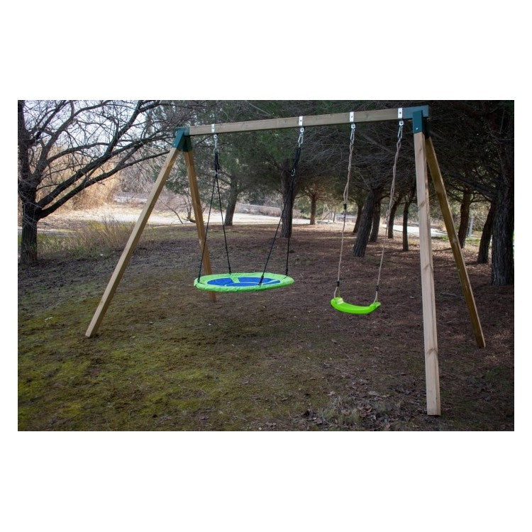 Columpio Triple De Madera Cuadrada Masgames Akina Xl._1