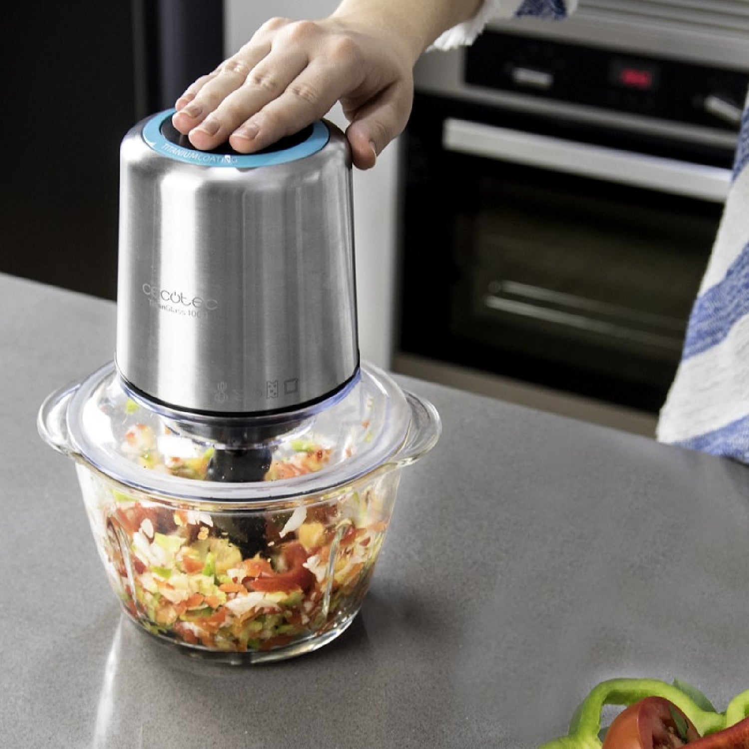 Cecotec Picadora Eléctrica De Carne Y Verduras Titanglass. 400 W 4 Cuchillas De Titanio Bol De Cristal De 1 L De Capacid_3