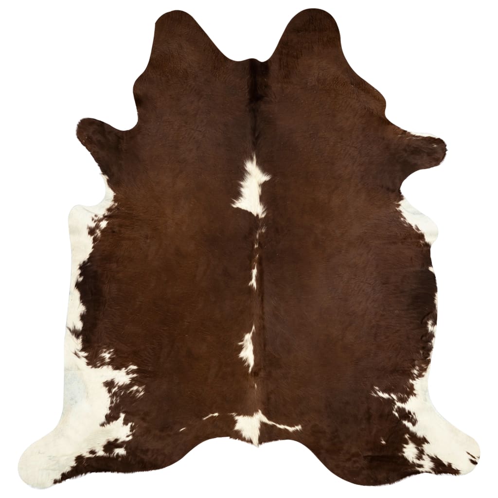 Alfombra De Piel De Vaca Auténtica Marrón Y Blanco 150x170 Cm / Vetonek_0