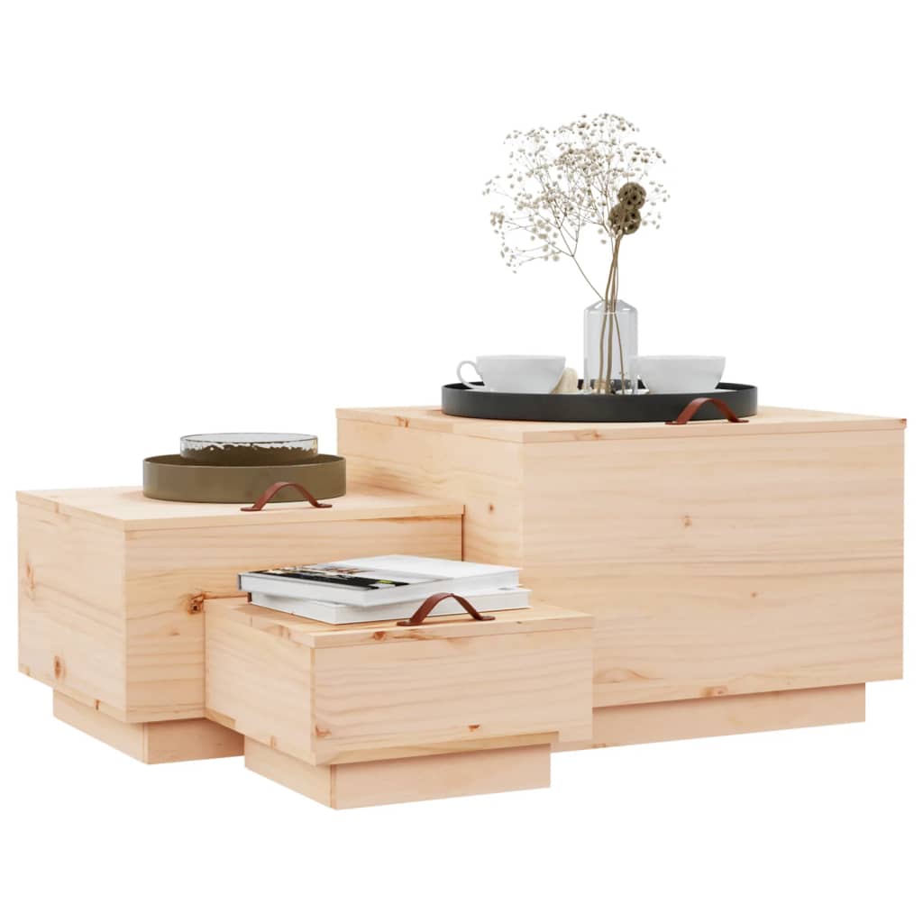 Cajas De Almacenaje Con Tapa 3 Piezas Madera Maciza Pino_3