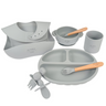 Conjunto De Louça Para Bebé Em Silicone Orgânico 8 Peças Com Ventosa Antiderrapante Althea Living Cinza Pérola