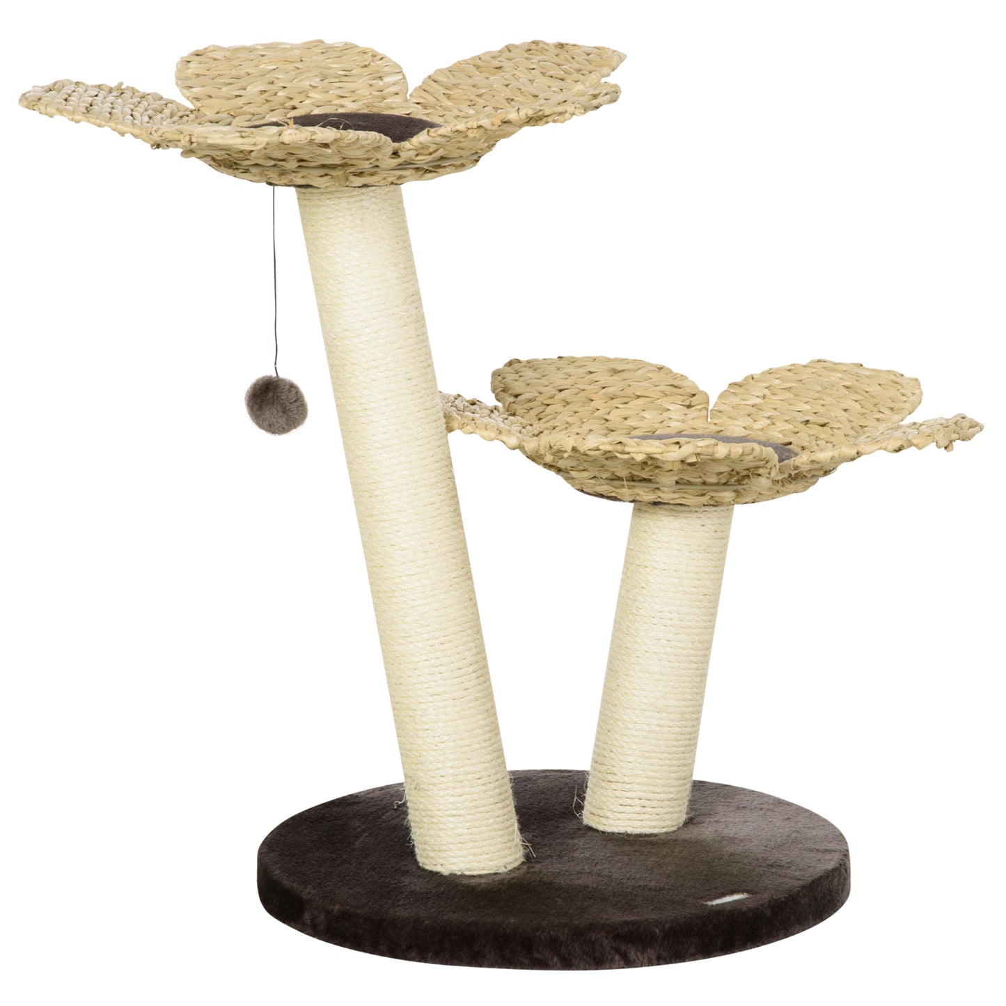 Pawhut Árbol Rascador Para Gatos Mediano 69 Cm Con Cama De Flores Poste De Sisal_0