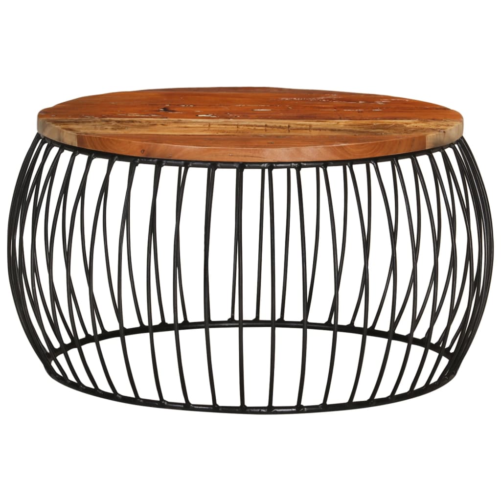 Mesa De Centro De Madera Maciza Reciclada Ø68 Cm_0