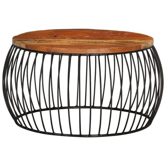 Mesa De Centro De Madera Maciza Reciclada Ø68 Cm_0