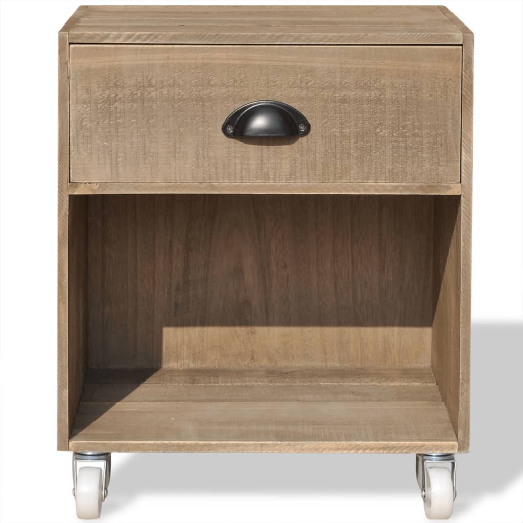 Mesita De Noche Marrón Madera Maciza_1