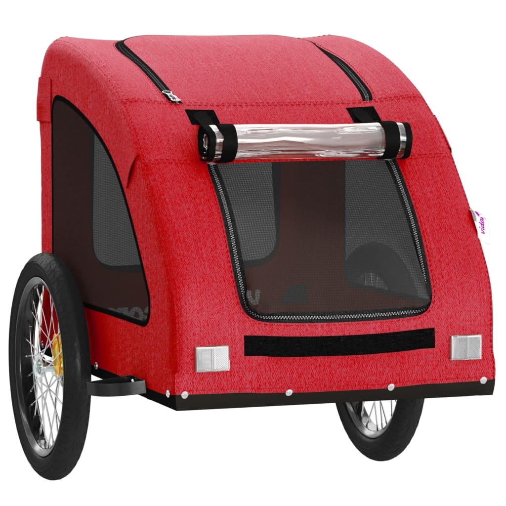 Remolque De Bicicleta Mascotas Hierro Tela Oxford Rojo_4