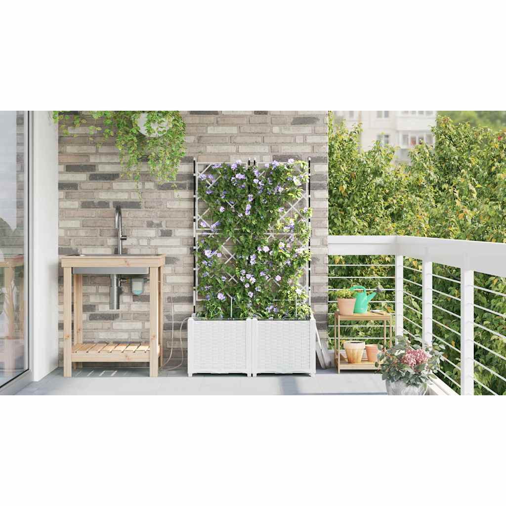 Macetero De Jardín 2 Uds. Blanco 80 X 40 X 142 Cm Pp_3