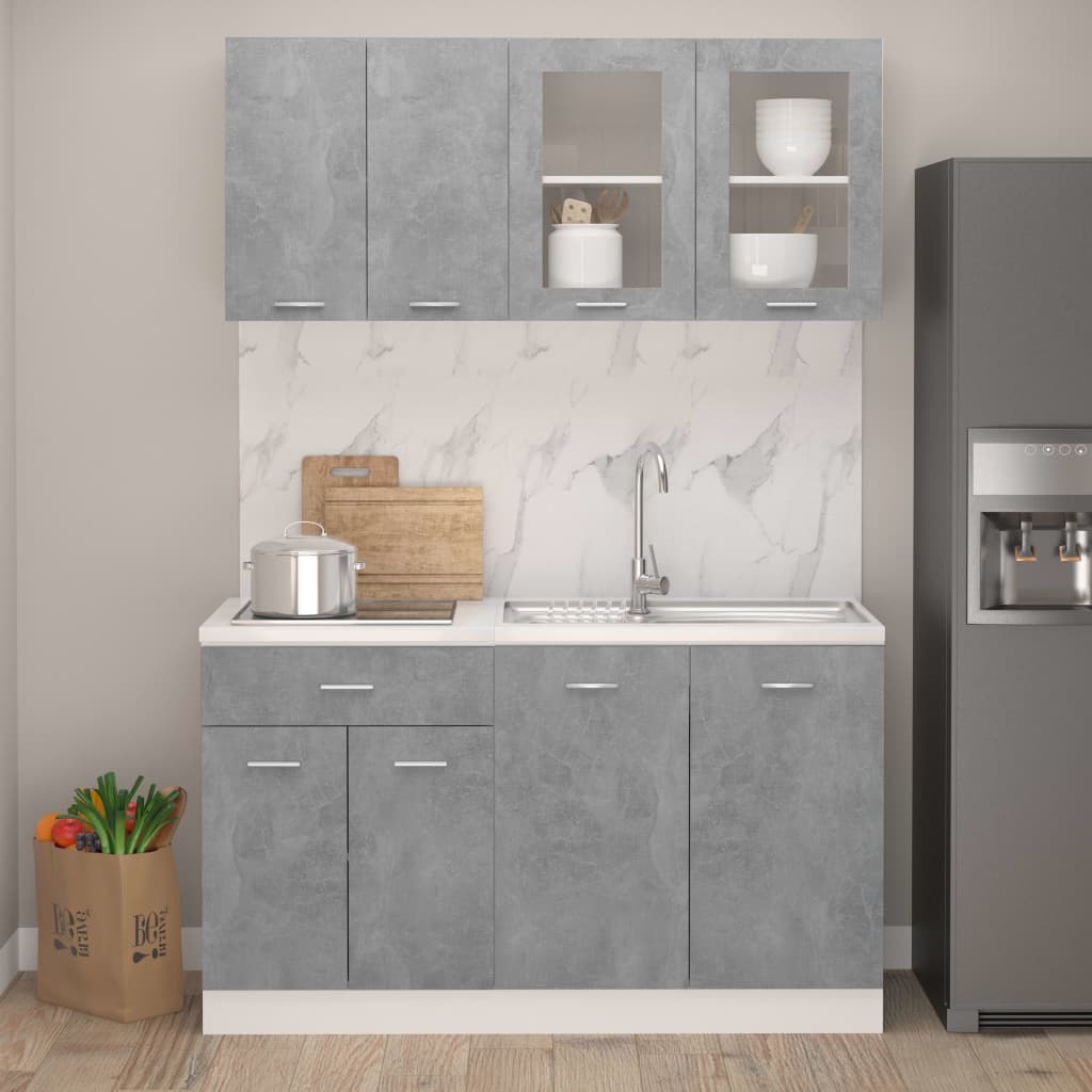 Juego Muebles De Cocina 4 Pzas Madera Ingeniería Gris Hormigón_0