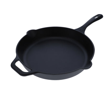 Victoria Sartén Hierro Fundido Esmaltado Inducción 30cm, Apta Fuego, Barbacoa, Horno Cast Iron Skillet, 33644, Negro_0