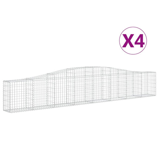 Cestas De Gaviones 4 Uds Forma De Arco Hierro 400x30x60/80 Cm_0