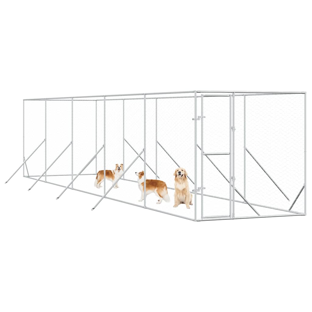 Perrera De Exterior Acero Galvanizado Plateado 2x10x2 M_2