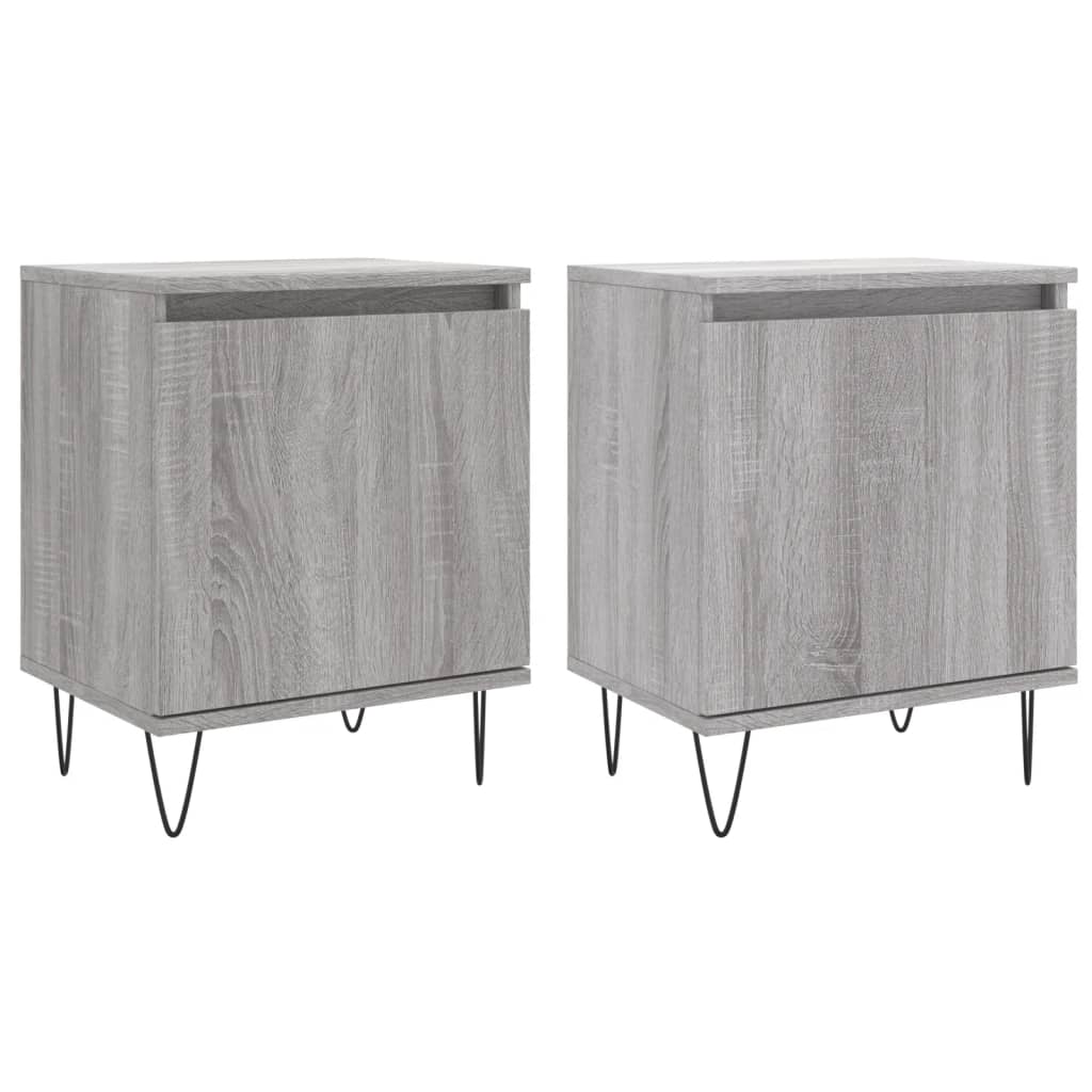 Mesita De Noche 2 Uds Madera Ingeniería Gris Sonoma 40x30x50 Cm_0