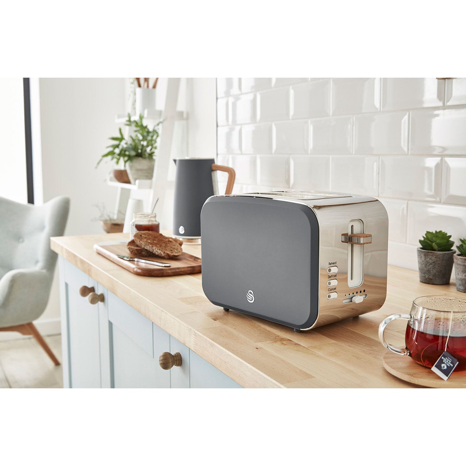 Swan Nordic Set Desayuno, Hervidor Agua 1,7l, Tostadora 2 Rebanadas, Microondas 20l Digital, Strp1060gryneu, Gris_2