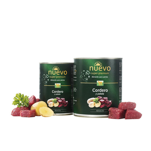 Novos alimentos enlatados para cães adultos, borrego e batata, 800 g